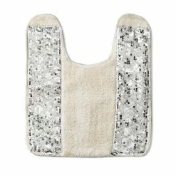 Popular Bath Sinatra Banded Contour Bath Rug Silver