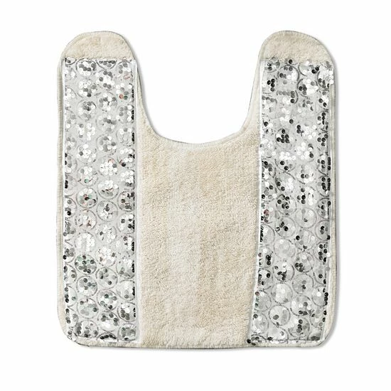 Popular Bath Sinatra Banded Contour Bath Rug Silver