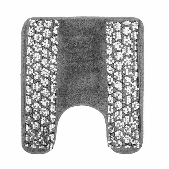 Popular Bath Sinatra Banded Contour Bath Rug Silver - Image 6