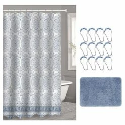 Popular Bath Giovanna 14-piece Microfiber Bath Rug & Shower Curtain Set