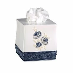 Popular Bath Blossom Rose Tissue Box Blue