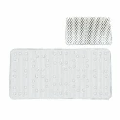 Popular Bath 2-piece Waffle Tub Mat & Spa Pillow Set Taupe