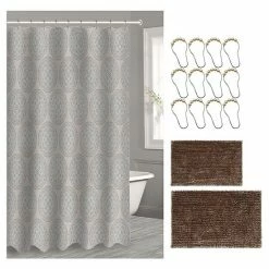Popular Bath Tabitha 15-piece Chenille Bath Rug & Shower Curtain Set