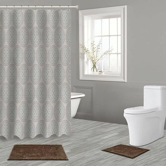 Popular Bath Tabitha 15-piece Chenille Bath Rug & Shower Curtain Set - Image 2