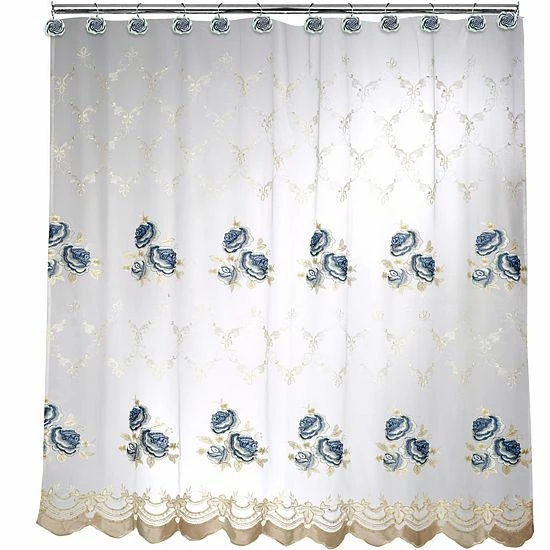 Popular Bath Blossom Rose Shower Curtain Blue - Image 2