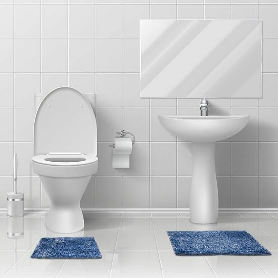 Popular Bath La-Monte Chenille 2-piece Bath Rug Set Steel Blue - Image 2