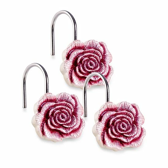 Popular Bath Blossom Rose Shower Hooks Burgundy - Image 3