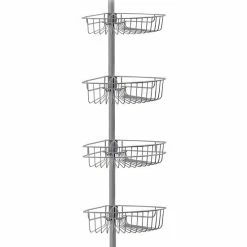 Popular Bath Vista 4-Tier Pole Corner Caddy Silver Metal