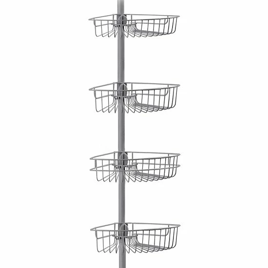 Popular Bath Vista 4-Tier Pole Corner Caddy Silver Metal