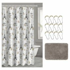 Popular Bath Paris Floral 14-piece Microfiber Bath Rug & Shower Curtain Set