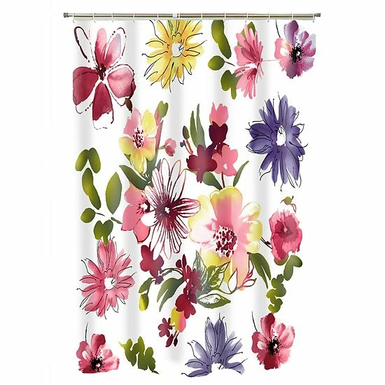 Popular Bath Flower Splash Shower Curtain