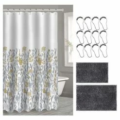 Popular Bath Kate 15-piece Chenille Bath Rug & Shower Curtain Set