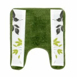 Popular Bath Mayan Leaf Banded Contour Bath Rug