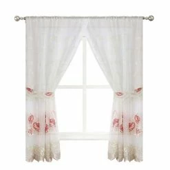 Popular Bath Blossom Rose Window Curtain Burgundy